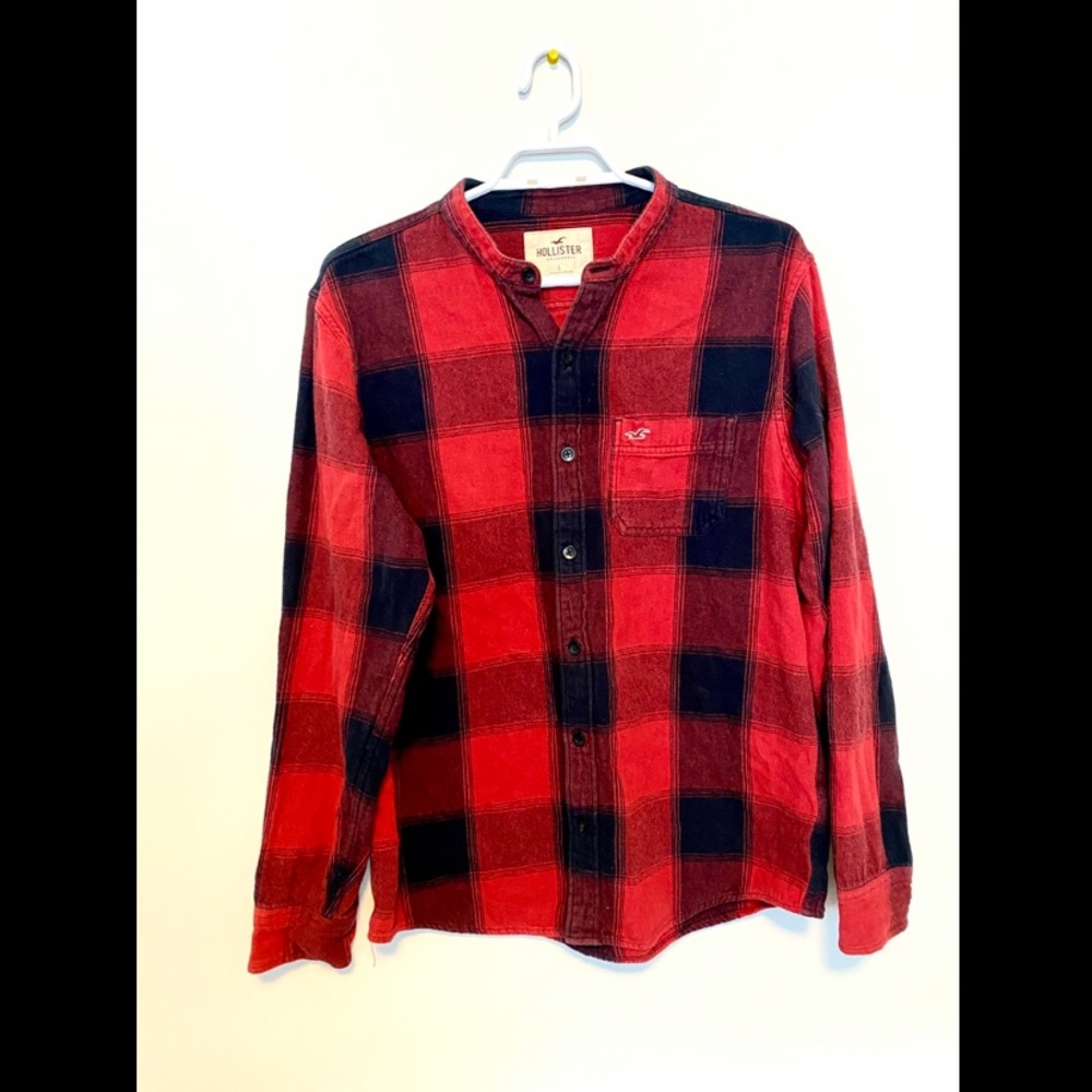 Hollister long sleeve flannel, size L, colour Red and Black